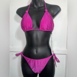 Nwt Vix Paula Hermanny Purple Polka Dot Bikini. Size Large